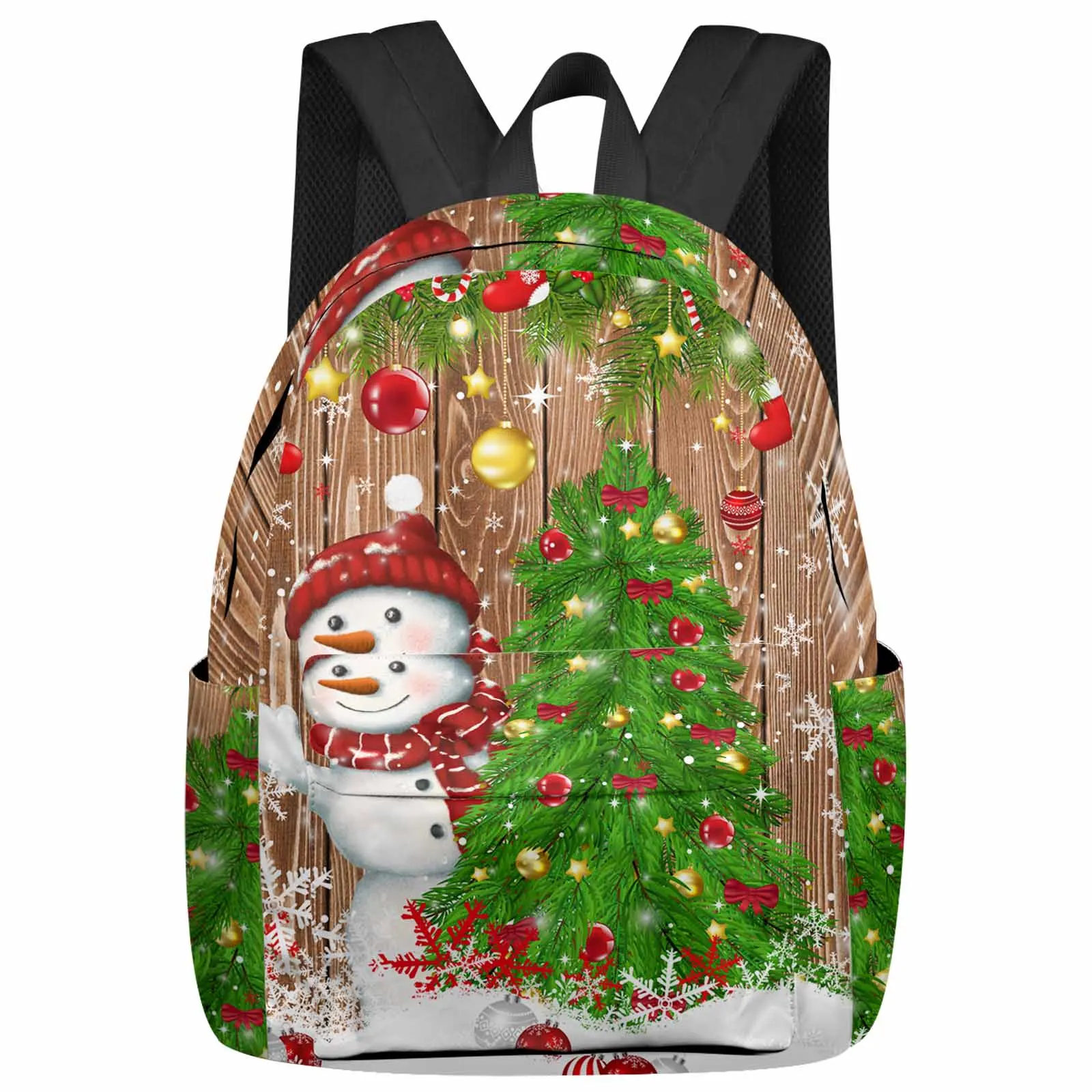 Snowman Christmas Tree Christmas Ball Backpack Teenagers Student School Bags Laptop Custom Backpack for Men Women Travel Bag