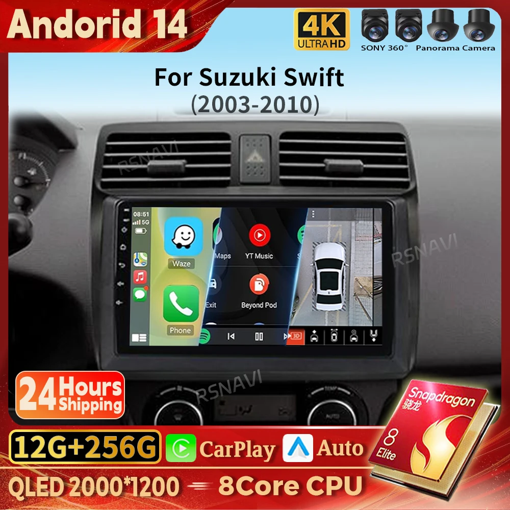 

Android 14 Carplay Auto 2K Screen Car Radio Multimedia Player For Suzuki Swift 2003 - 2010 Autoradio GPS Stereo 2din Snapdragon