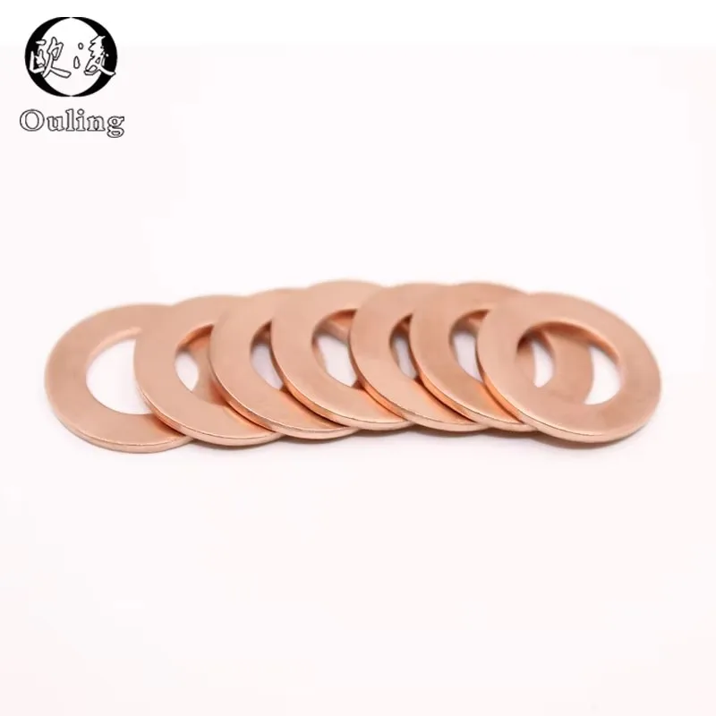 Uszczelka miedziana M6 M8 M9 M10 M12 M14 M16 M18 M20 grubość 1mm/1.5mm/2mm miedziana uszczelka morska Podkładka zgniatająca Płaski pierścień uszczelniający Złączka