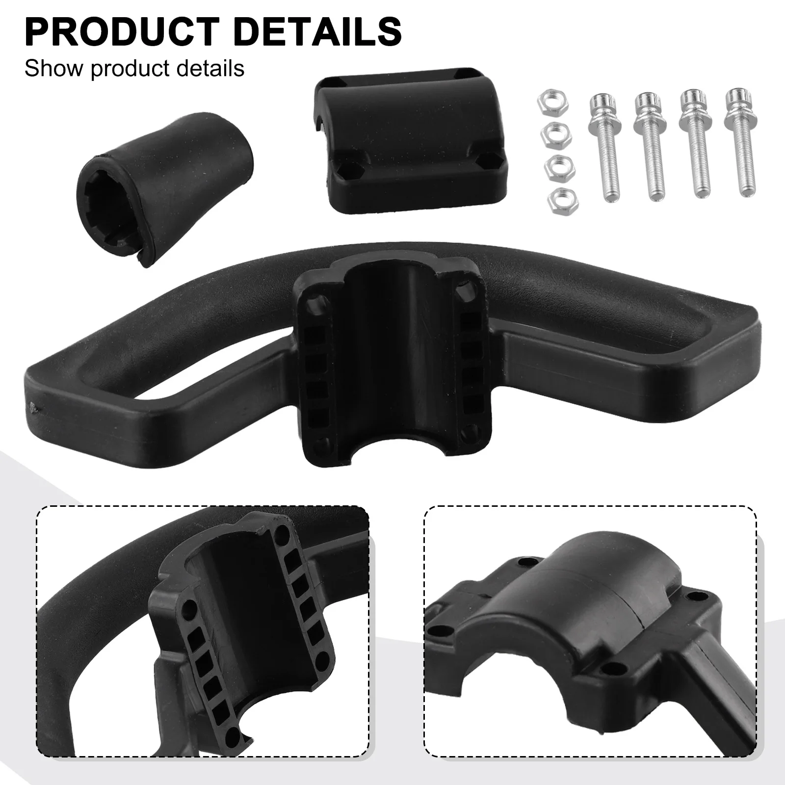 Replacement Loop Handle Bar Assembly for 26mm Shaft Grass Trimmers with 2 Protective Rubber Sleeves and 4 Screws
