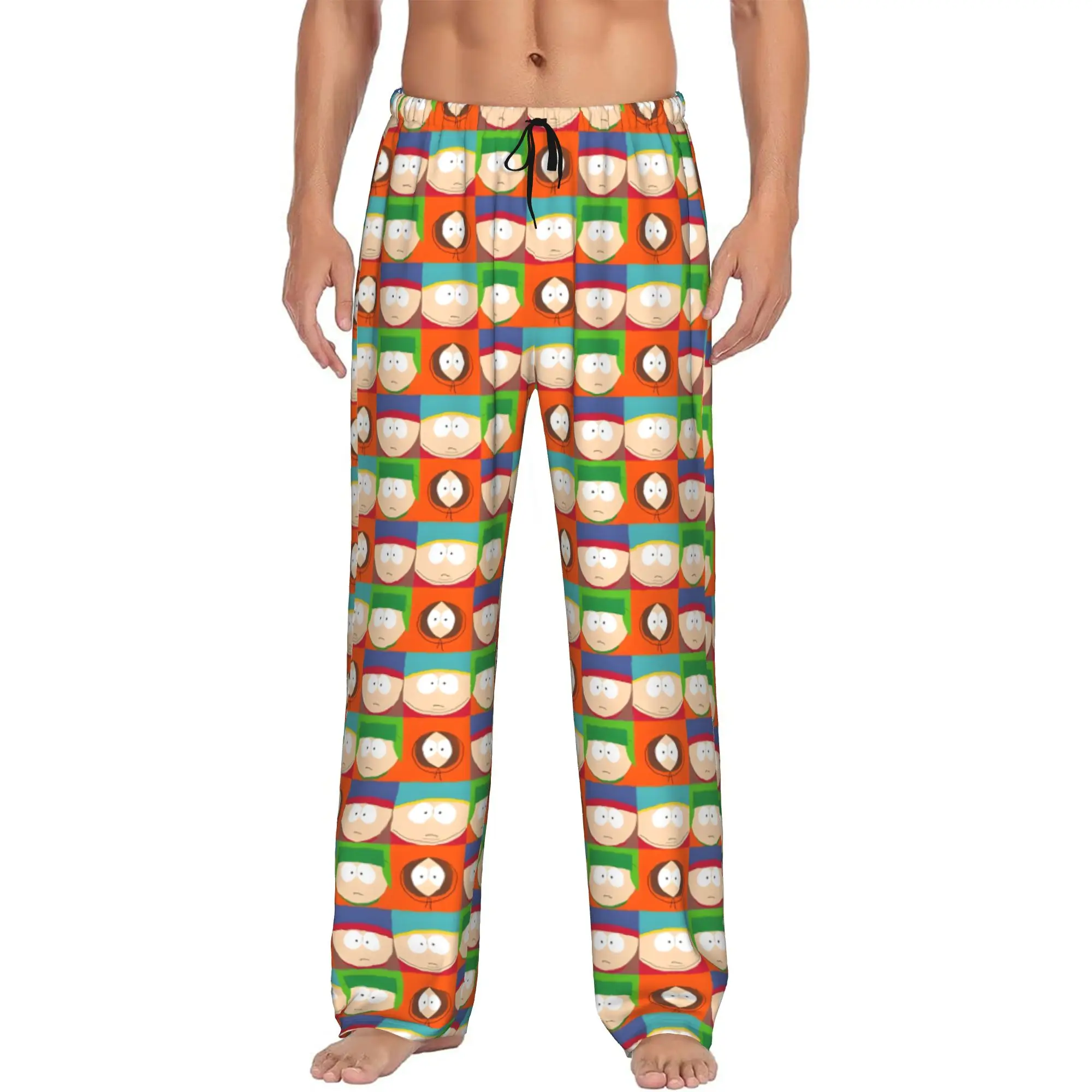 Custom Printed Men's E-Ericed Cartoon Pajama Pants Kennyed Kyled Staned Anime Sleepwear Sleep Lounge Bottoms with Pockets