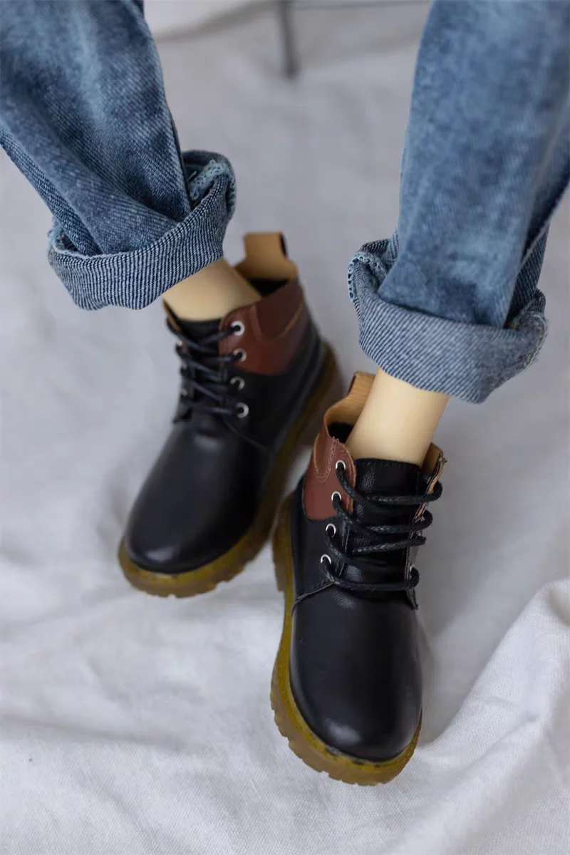 

BJD baby shoes suitable for 1/3Uncle ID75 Uncle size new Oxford sole patchwork Martin boots versatile lace up men's single shoes