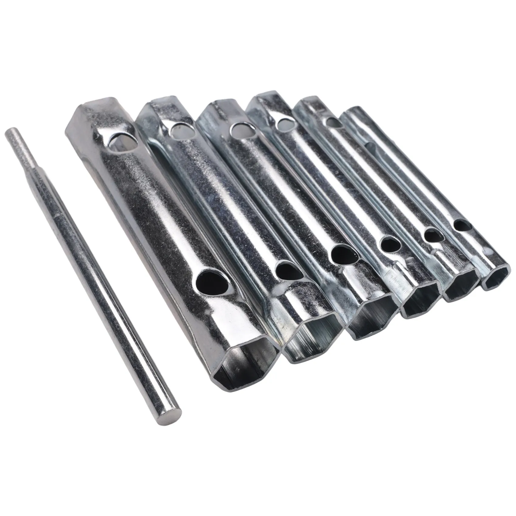 6PC 8-19mm Metric Tubular Box Wrench Set Tube Bar Spark-Plug Spanner Steel Double Ended for Automotive Plumb Repair