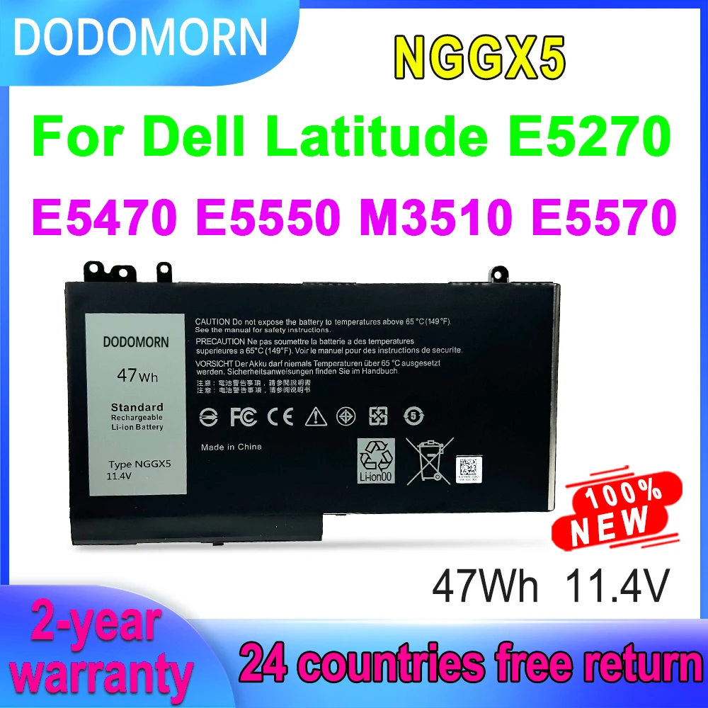 

DODOMORN NGGX5 Laptop Battery For Dell Latitude E5270 E5470 E5550 E5570 M3510 954DF JY8D6 0JY8D 11.4V 47Wh Fast Shipping