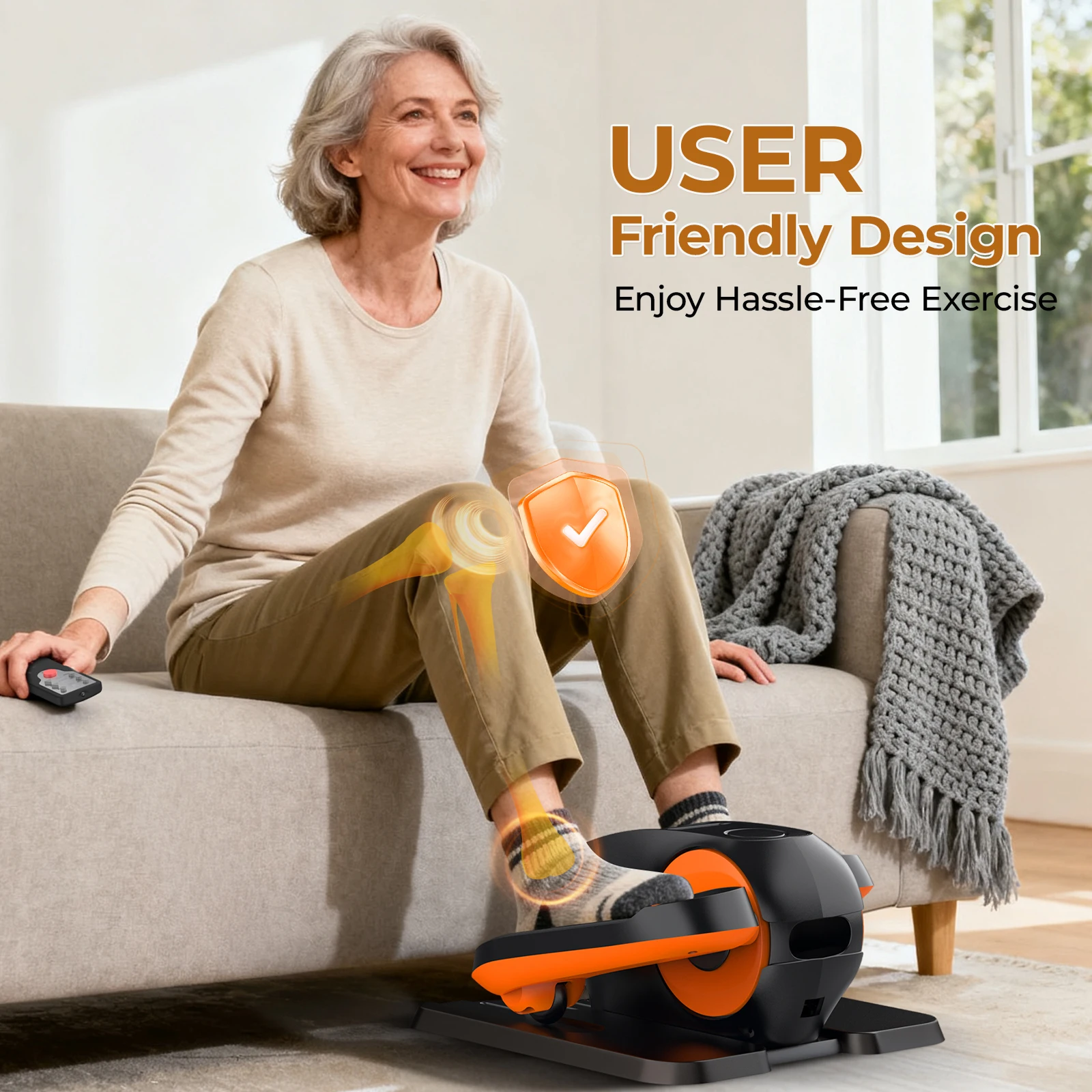 

Under Desk Elliptical Machine, 3 Modes, 12 Levels, Remote Control, Quiet Seated Elliptical Leg Exerciser for Seniors' Gift