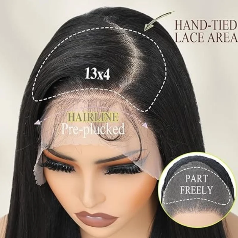 36 40 pollici Parrucche diritte per capelli umani 13x4 Frontale HD Parrucche in pizzo Densità 220 Parrucche naturali Per le donne 100 parrucche vere capelli umani