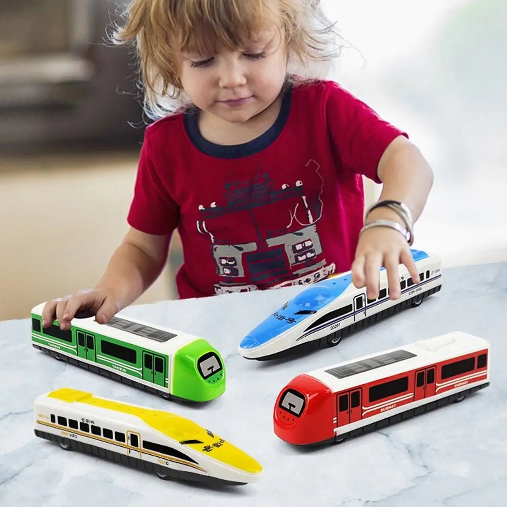 Kids Gift High-speed Pull Back Train Educational Colorful Train Simulation Model Plastic Vehicle Train Model Toy Collection