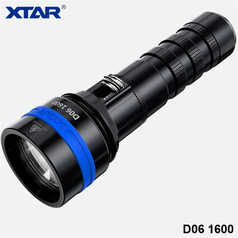 Xtar D06 Underwater Photography Diving Flashlight Magnetic Slide Switch XHP35 LED16340 CR123 18650 Powered Underwater Lantern