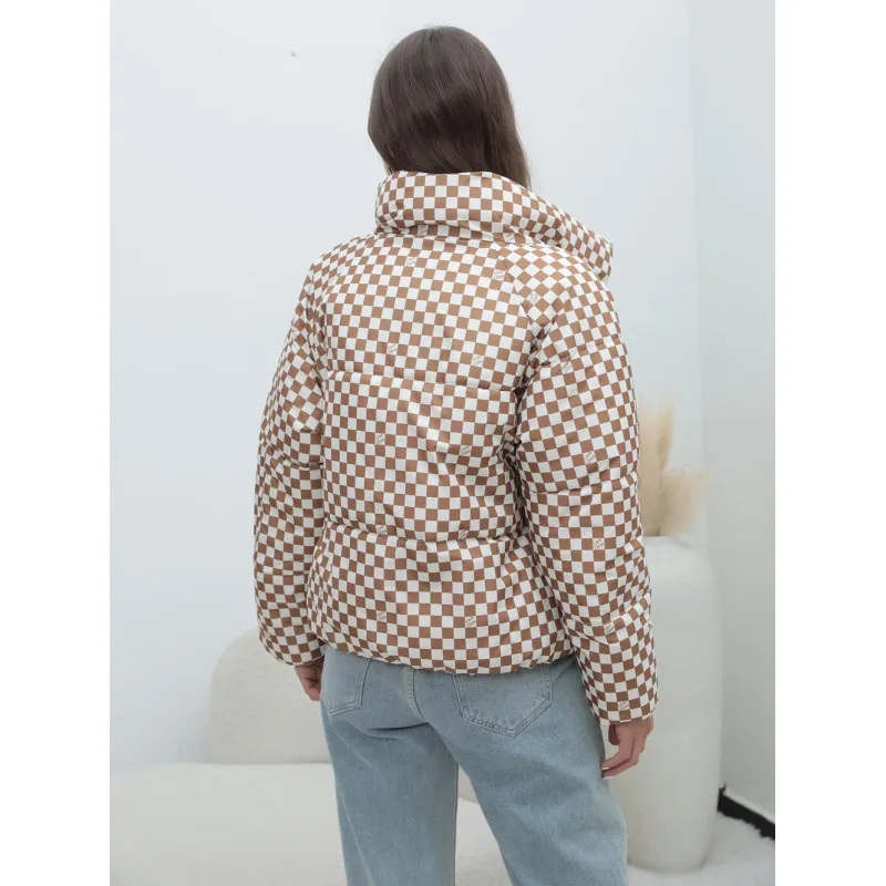 New Winter coats traf 2024 women jacket Multi colored grid waterproof jacket woman jacket for wome, winter woman clothes