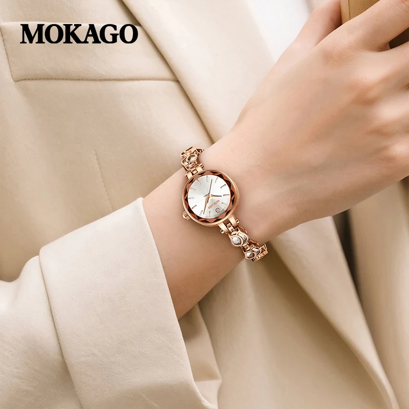 MOKAGO 8147 nuevos relojes de cuarzo a la moda para mujer, reloj sencillo, pulsera elegante resistente al agua, reloj de pulsera para mujer