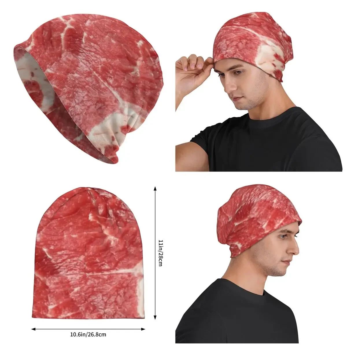 Raw Meat Steak Beef Graphic Unisex Brimless Urinal Hat Knitted Hat For Men And Women Casual Creative