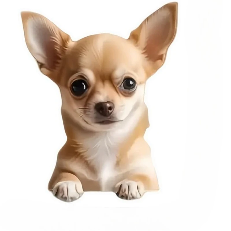 

Автомобильная наклейка, очаровательные чихуахуа, выглядывающие автомобильные наклейки, водонепроницаемые виниловые наклейки с мультяшной собакой, 13 см, ПВХ KK