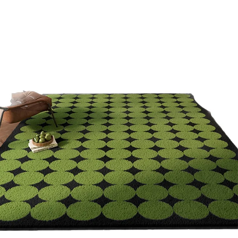 Retro living room carpet green polka dot home large area sofa coffee table blanket bedroom bedside non-slip floor mat