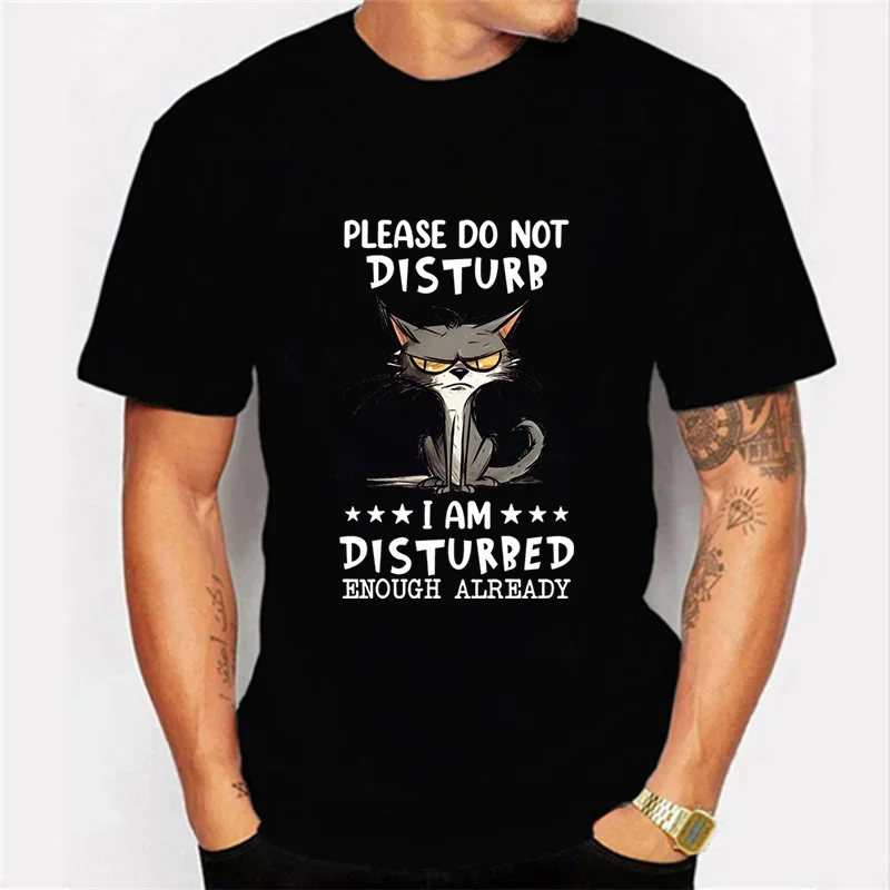 Do Not Disturb I've Enough Graphic Print 3D T-Shirts, Men's and Women's Casual Simple Funny Crewneck Short Sleeve Printed Tops