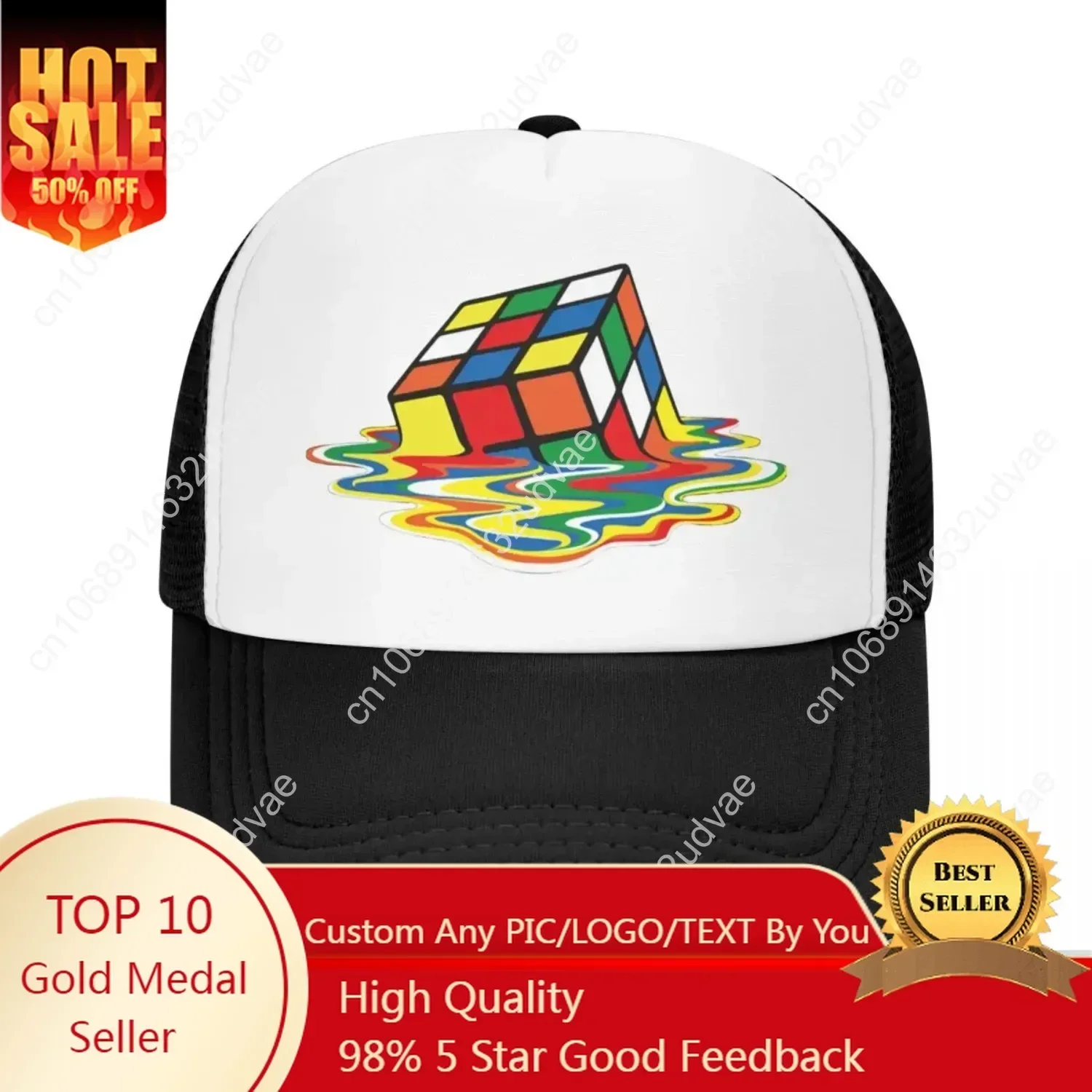 

Fashion Melted Rubix Cube Rubiks Baseball Cap for Women Men Breathable Geometric Math Magic Trucker Hat Performance