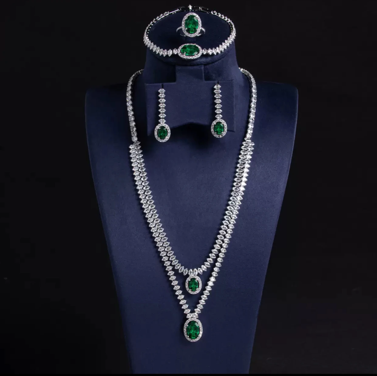 

Korean-style bridal zirconium jewelry necklace earrings bracelet ring set wedding accessories women's party banquet accessories
