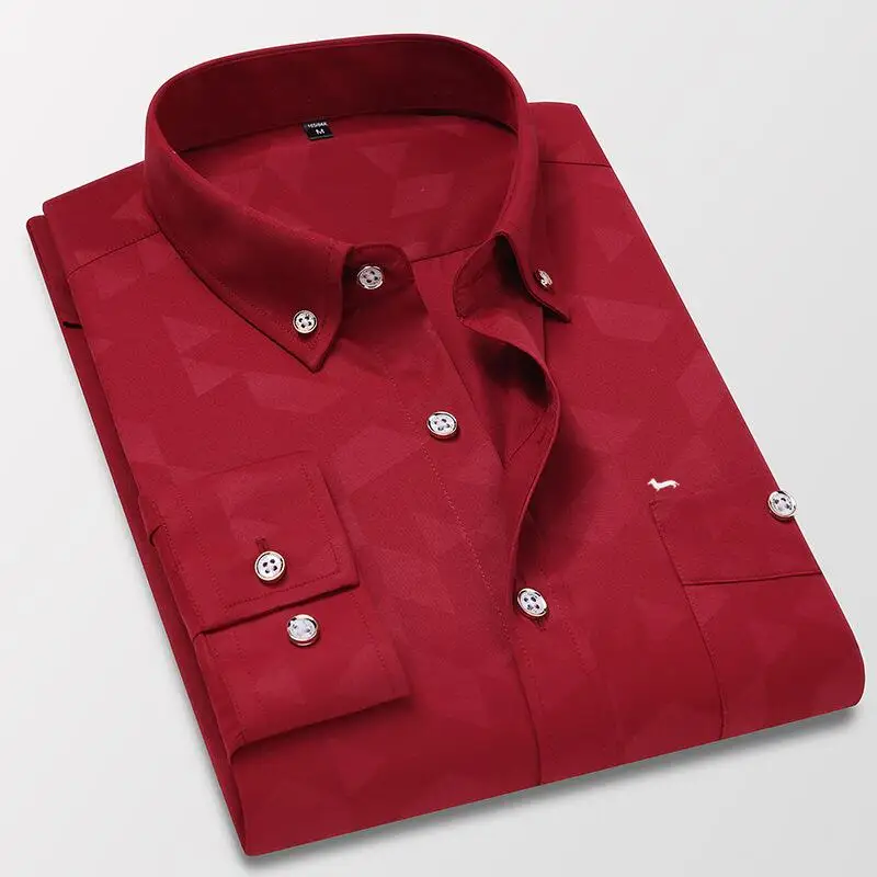 New Spring Men Business Long Sleeve Blouse Harmont Turn Down Collar Blaine Blouses Embroidery Slim Fit Shirts