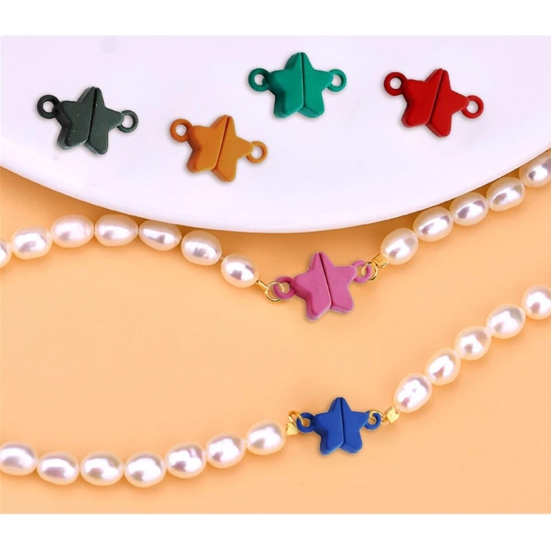 5 Pairs Colorful Star Shape Magnetic Clasps for DIY Necklace Bracelet End Connector Findings Couple Magnetic Breakaway Clasp