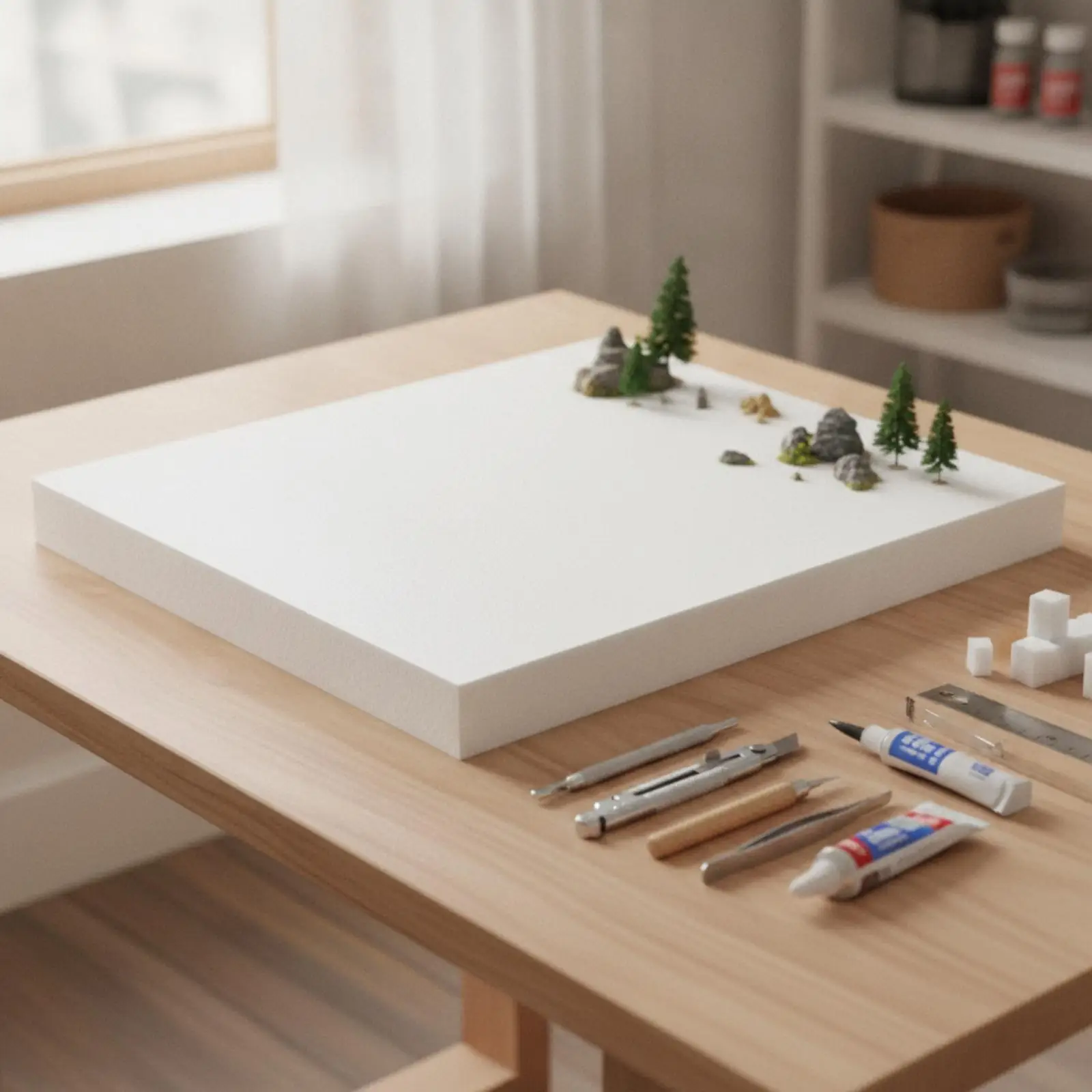 Dense Foam Board Deformation-Resistant White Foam Board Simple to Cut for DIY Scene Makers, Students, Diorama Building, Handmade