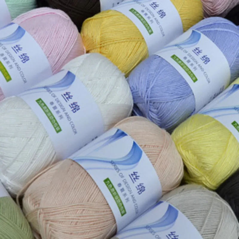 10Ball High Quality Soft And Smooth Natural Silk Cotton Hand Woven Yarn Baby Cotton Crochet Knitted Cotton Yarn