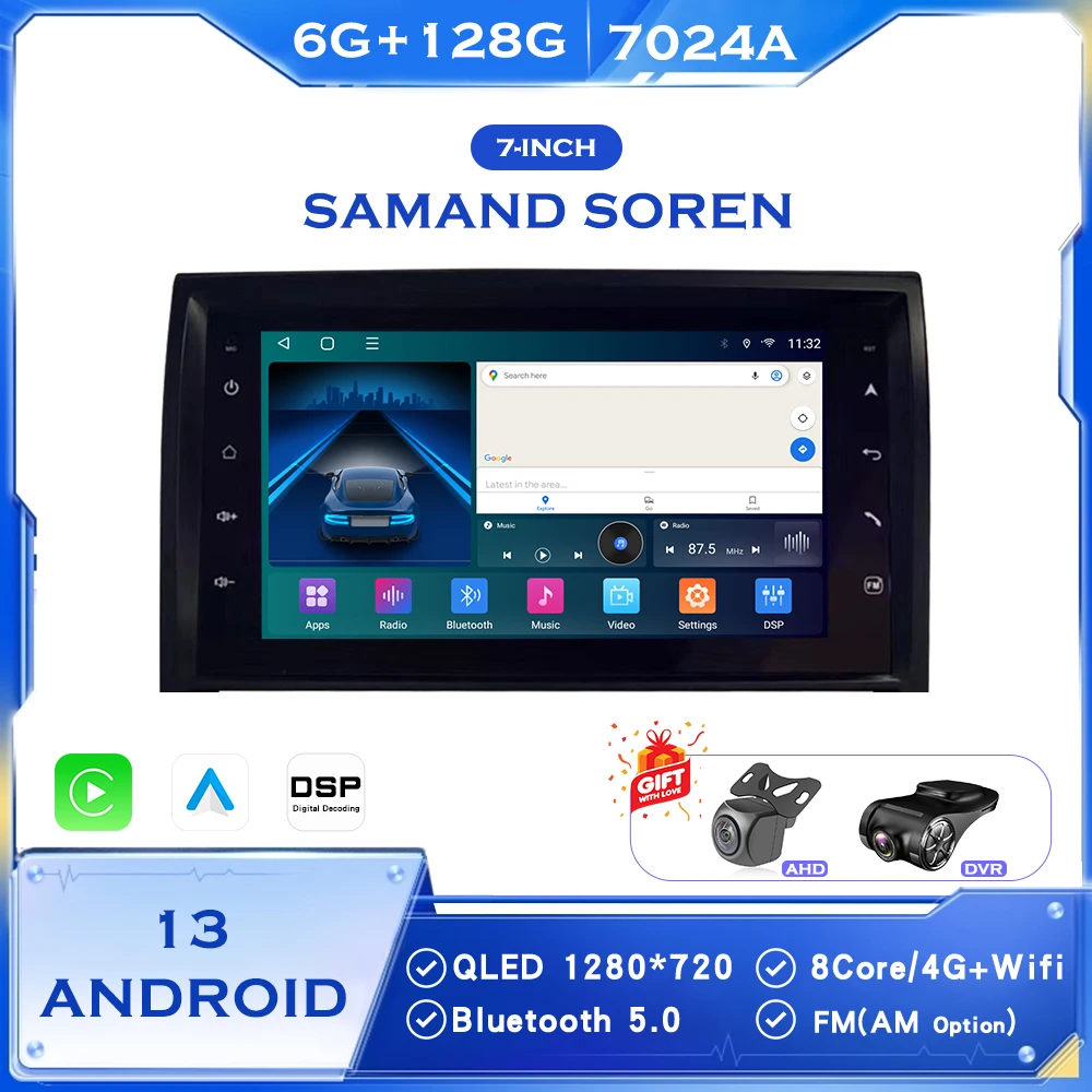 

BINGFAN 7 Inch 2 Din Android Car Radio for IKCO SAMAND SOREN - Octa/Core Quad Core Wireless CarPlay GPS Navigation