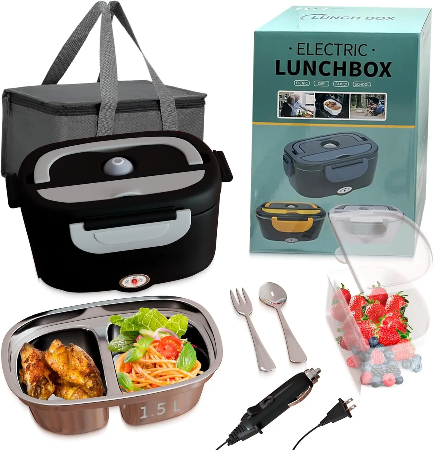 

Ланч-бокс с подогревом AM - Электрический самонагревающийся ланч-бокс из нержавеющей стали - 12 В/220 В/110 В - для взрослых