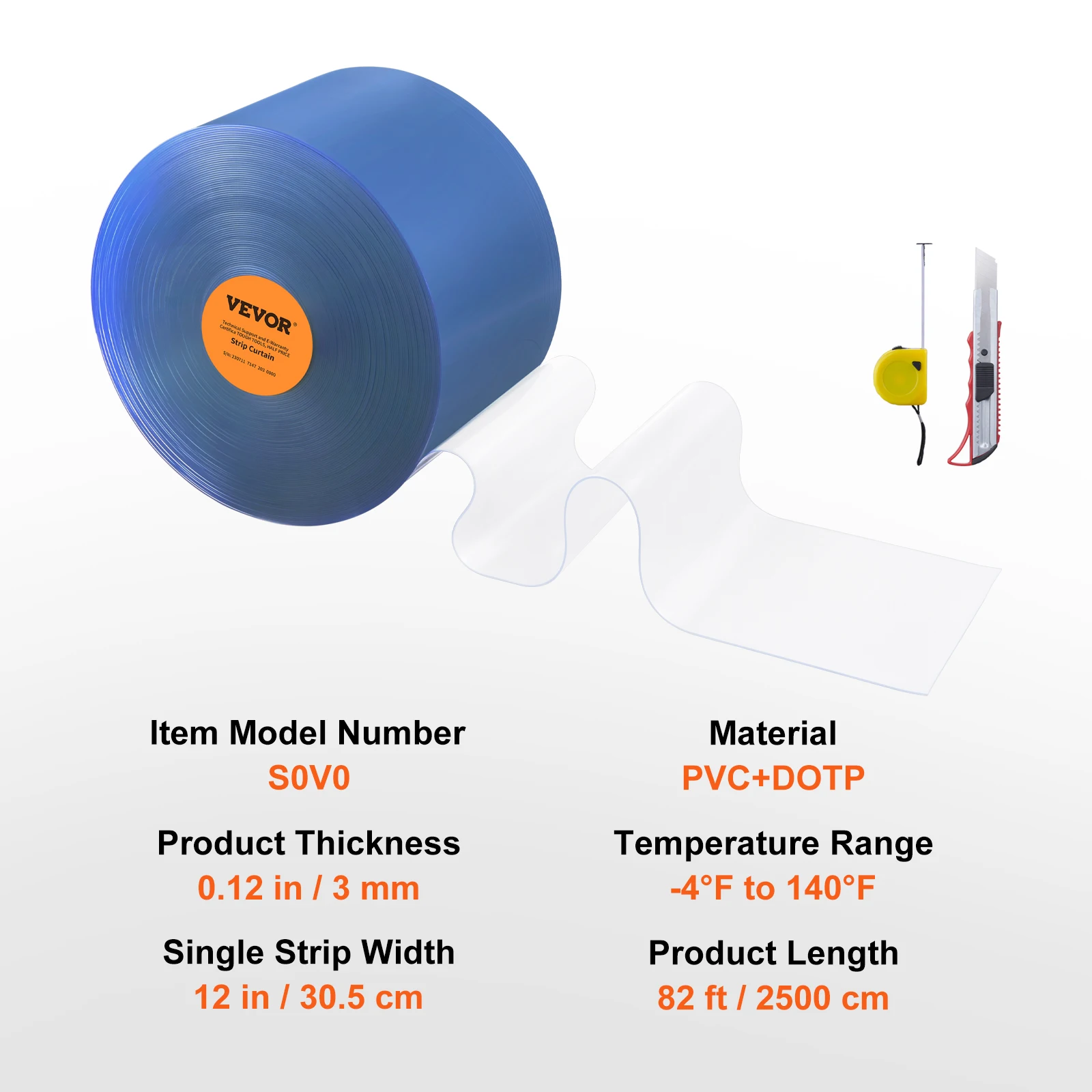 SucceBuy 50/100/150ft PVC Strip Gordijn 8 "/12" Doorzichtige Gladde Plastic Deurstrips Gordijn Bulk Roll voor Magazijnen Fabrieken
