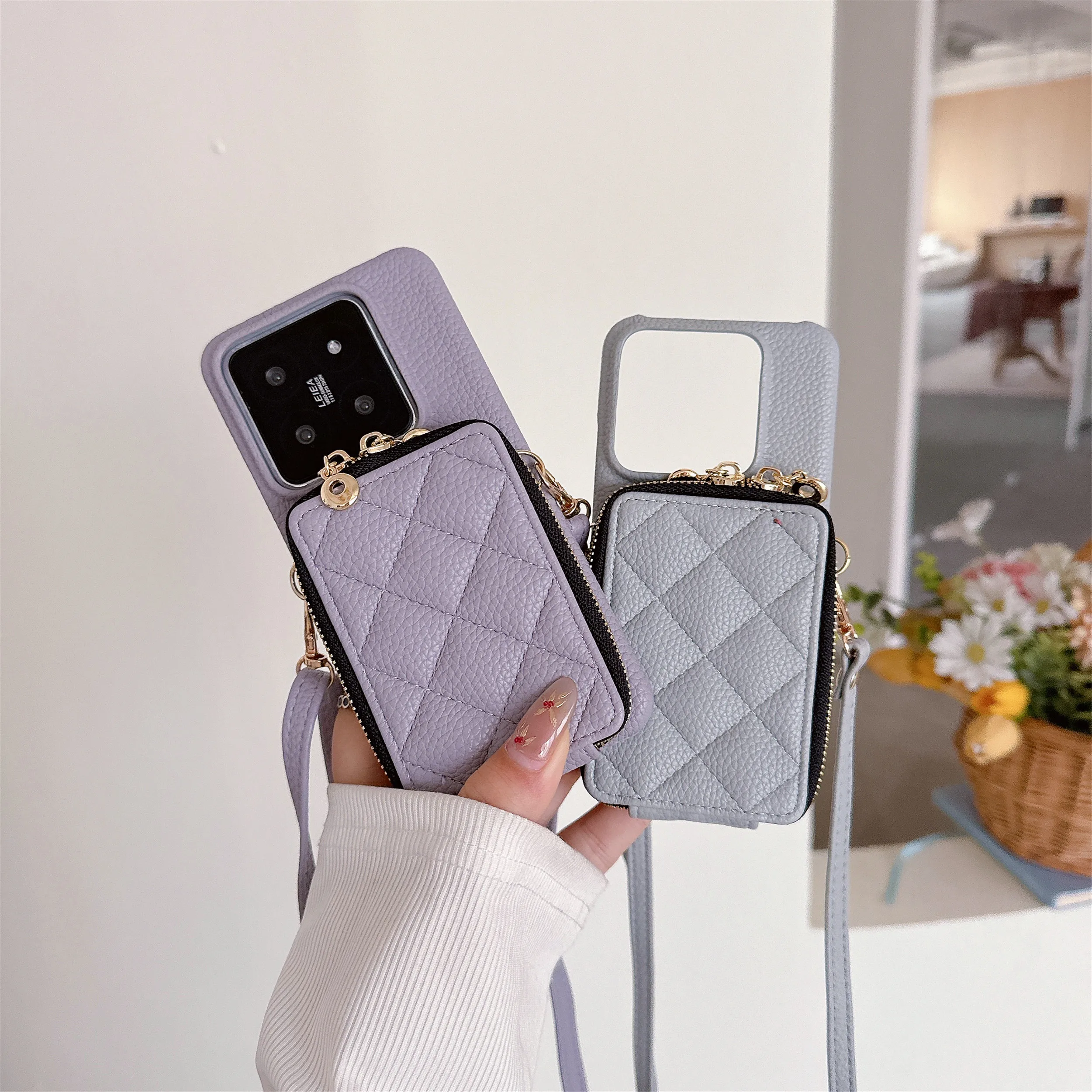 Carteira crossbody com zíper e suporte para cartão, capa de telefone para xiaomi redmi note 14 13 13c 13t 12 k60 pro ultra plus capa protetora