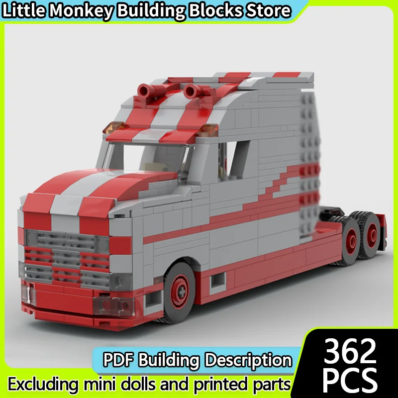 Stadt Auto Modell MOC Bausteine Lange Kopf Semi-Lkw Modulare Technologie Kinder Urlaub Geschenke Montieren Spielzeug Anzug