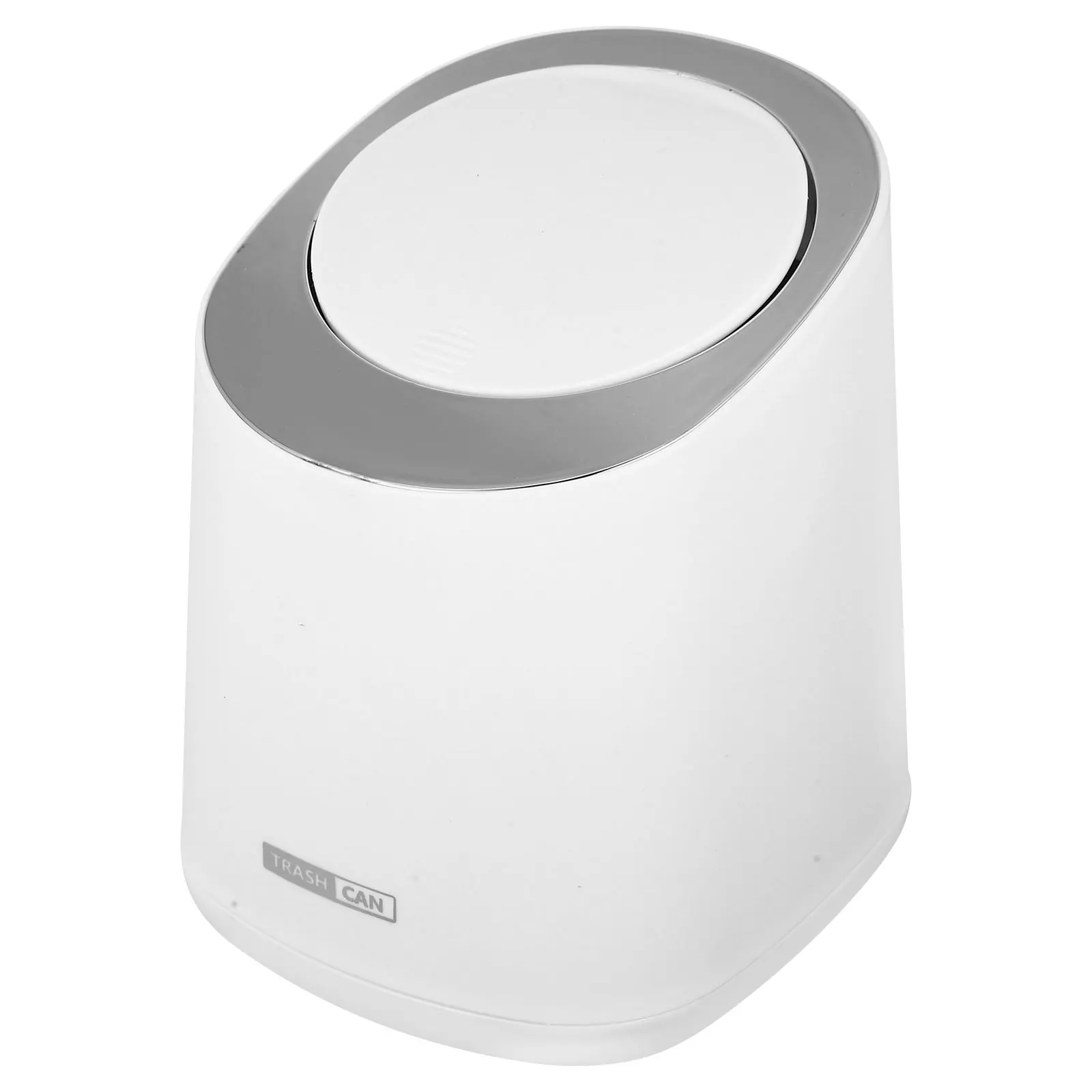 

Trash Can with Lid Press Desk Garbage Bucket Rubbish Bin Cover White Desktop Mini Countertop