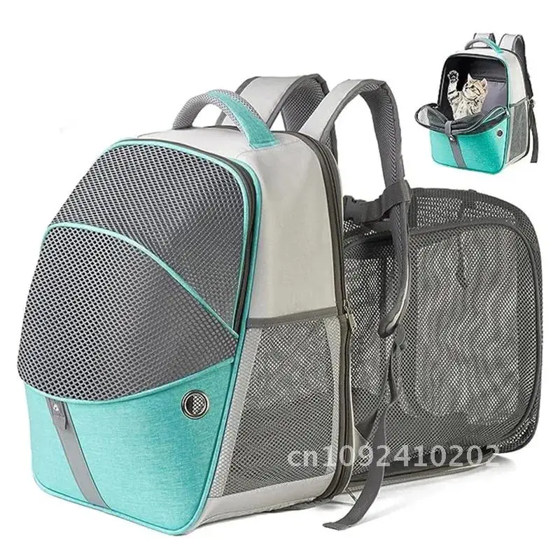 

Pet supplies Cat backpack with expandable and durable breathable cloth bag camping pet Oxford Puppy out bag mesh