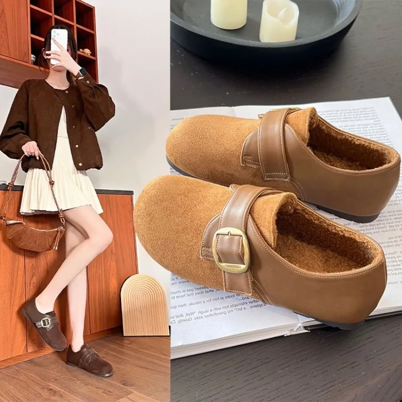

Heightened Inner Retro Women 2025 Spring New Round Toe Versatile Temperament Single Shoes Lazy Slip-on Flat Shoes