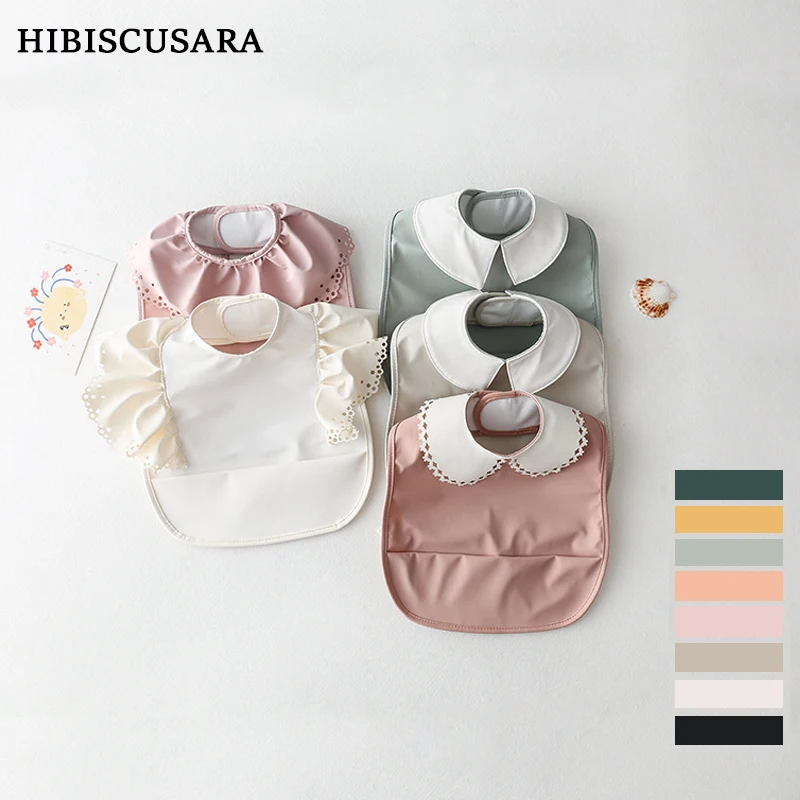Baberos de estilo nórdico para bebé, babero de PU suave e impermeable, protección de comidas, paño para eructar con bolsillo, fácil de limpiar