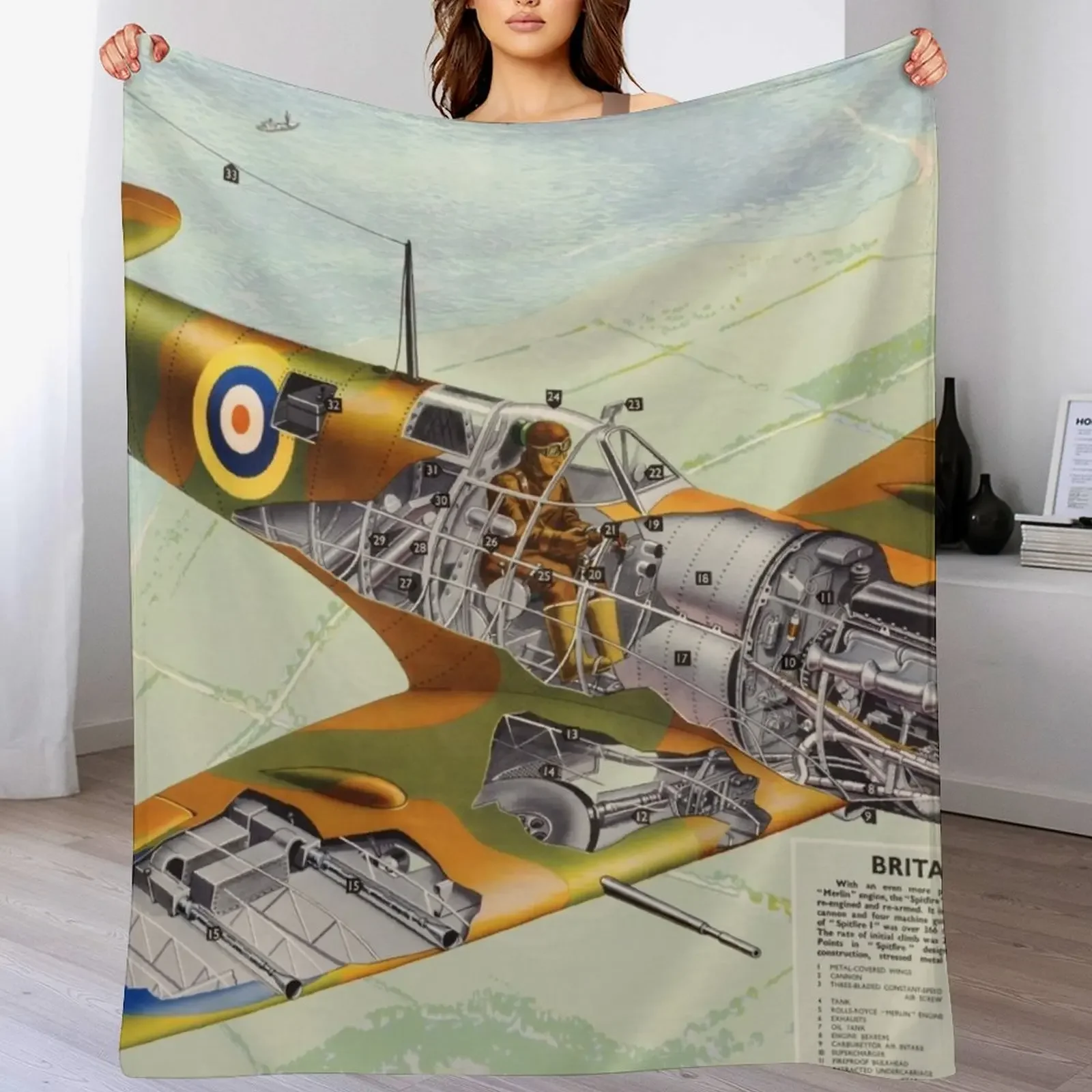 

RAF Spitfire Throw Blanket Custom Hairys Hair blankets ands Blankets