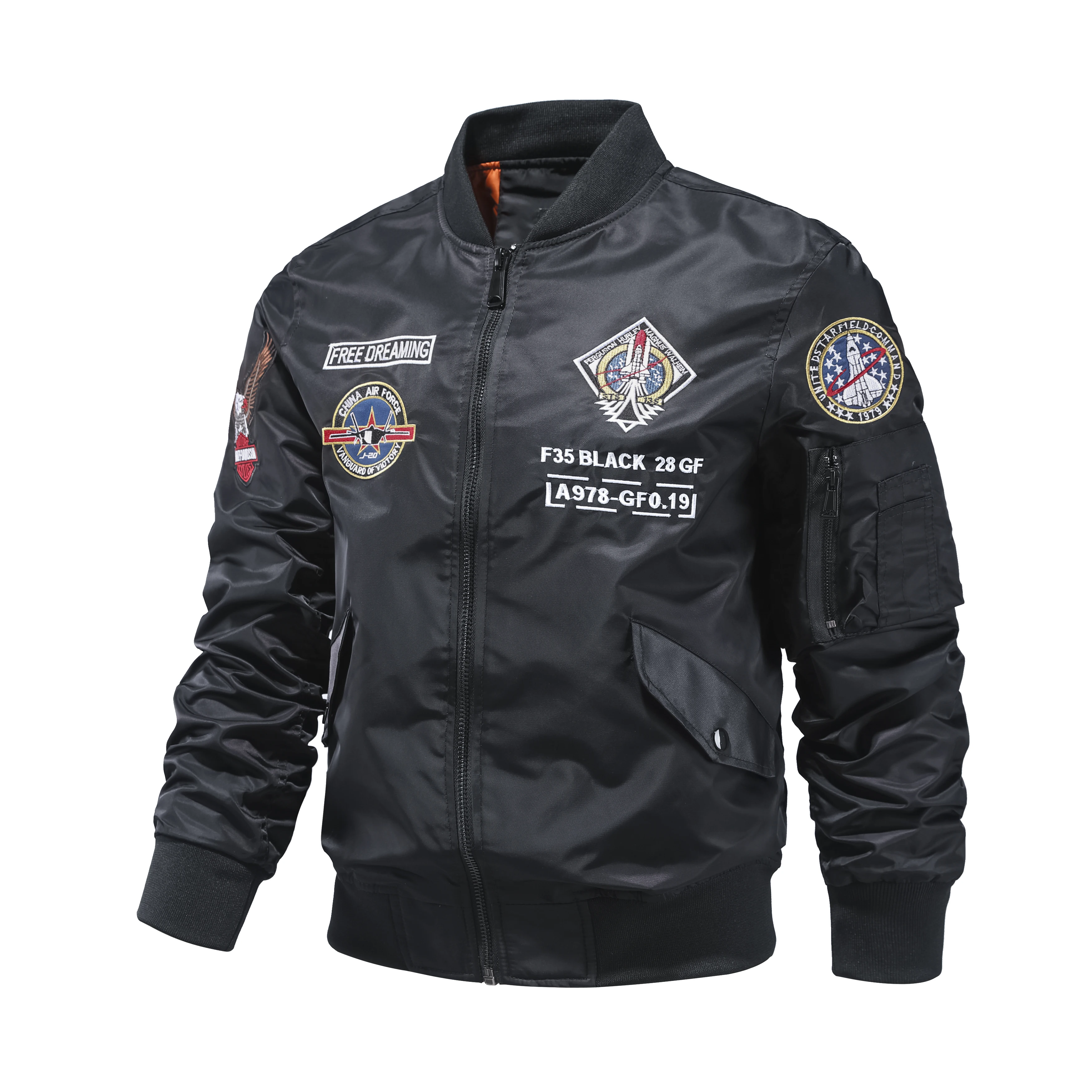 Astronaut embroidered jacket, men's American motorcycle jacket, loose casual baseball collar, spring and autumn work clothes