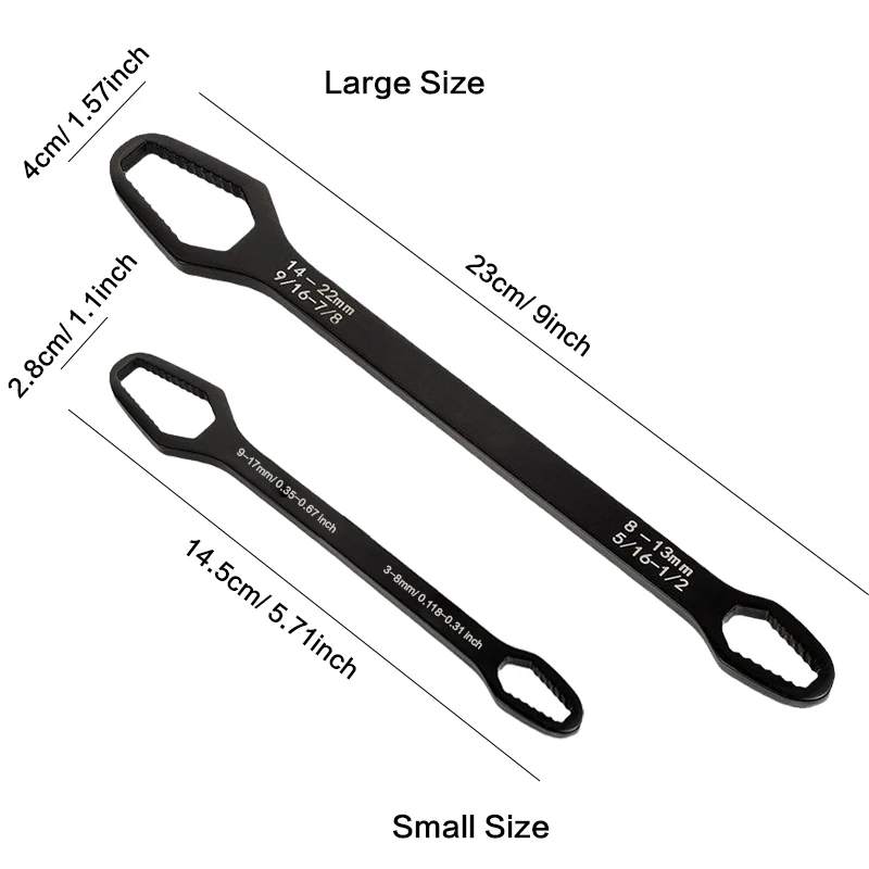 1/2 قطعة مفتاح ربط عالمي متعدد الوظائف ذو نهاية مزدوجة ، مفتاح ربط عالمي ، 3-17 مللي متر أدوات إصلاح مفتاح ربط كسول ذاتية الشد