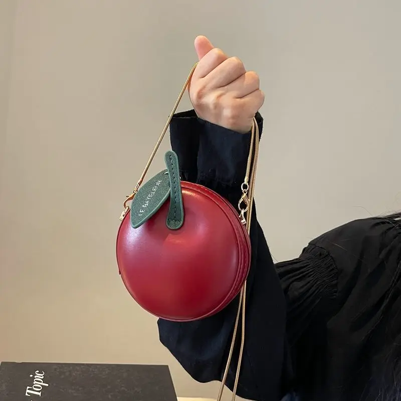 Cute Red Shape Small Shoulder Bag for Women Fun Ladies Purses and Handbags Fashion Novelty Chain Crossbody Bag Casual Cluch