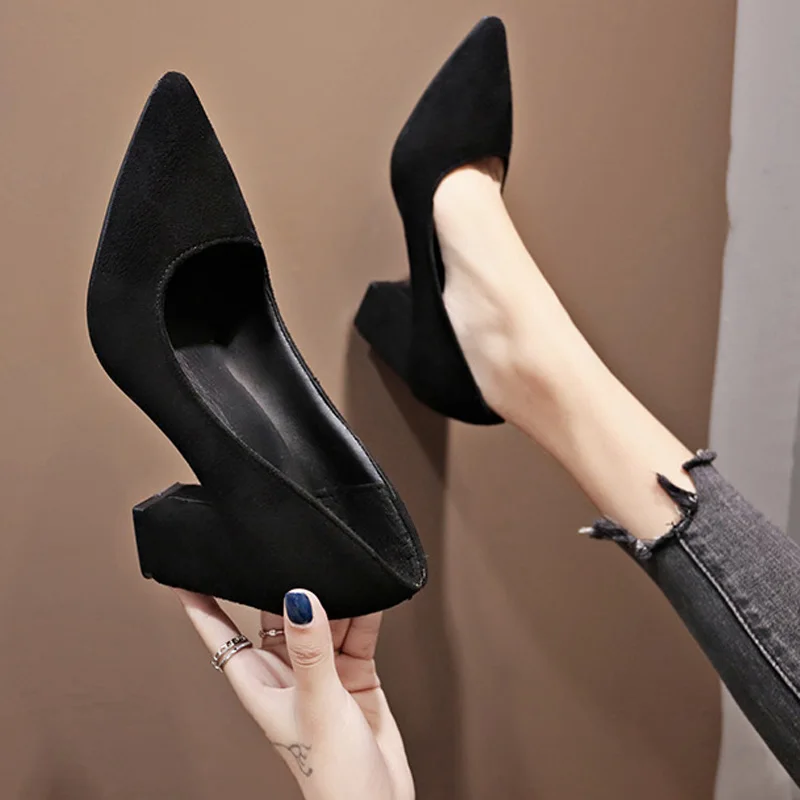 Sapato feminino autumn ladies work shoes cashmere round head casual shoes high heel low heel platform comfortable shoes WSH3183