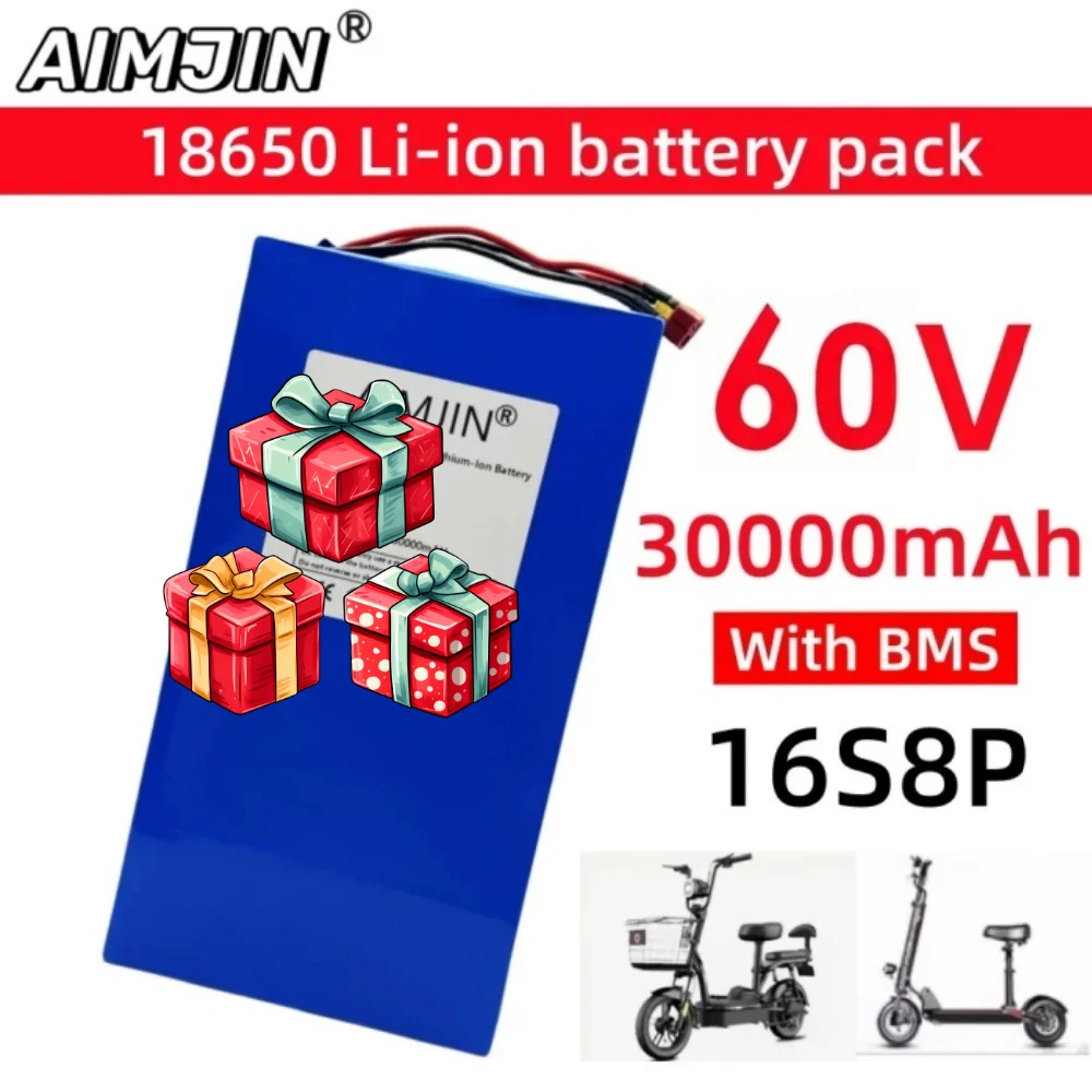 High-Power 60V 30Ah 18650 Lithium Battery Pack 16S8P New Condition Suitable for Various Transportation Vehicles 1000-3000W