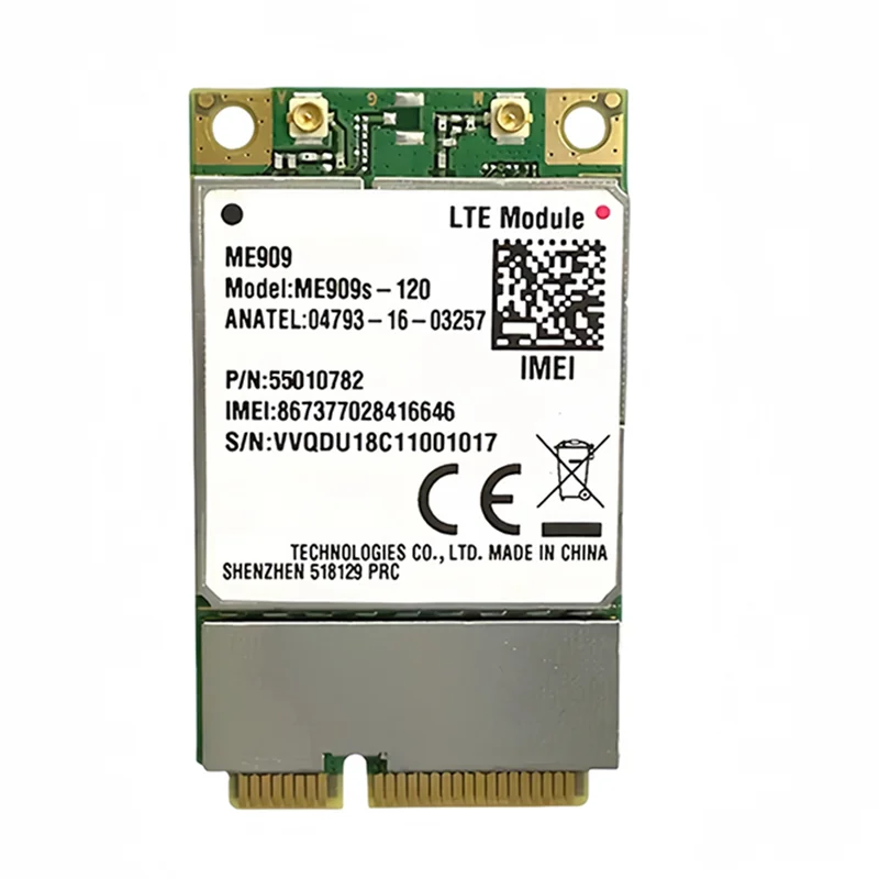 【T07A】ME909S-120 4G Module+2Xantennas Mini Pcle LTE (FDD) 4G WCDMA GSM IPV4 IPV6 محول لاسلكي 4G