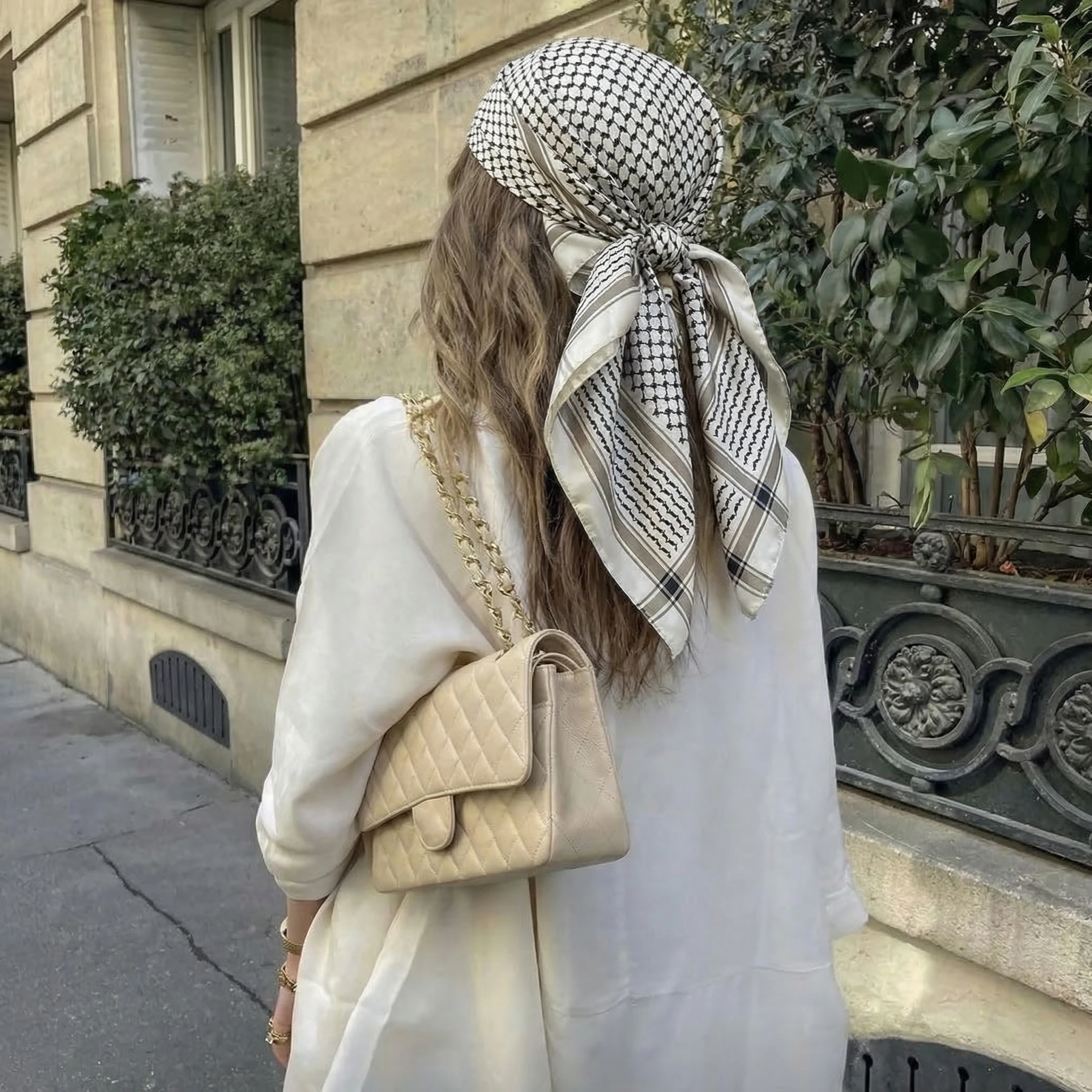Luxury Brand Silk Satin Square Scarf Women Hijab Bandana Muslim Headscarves Shawl Wrap Ladies Headband Neckerchief Foulard 90cm image 6