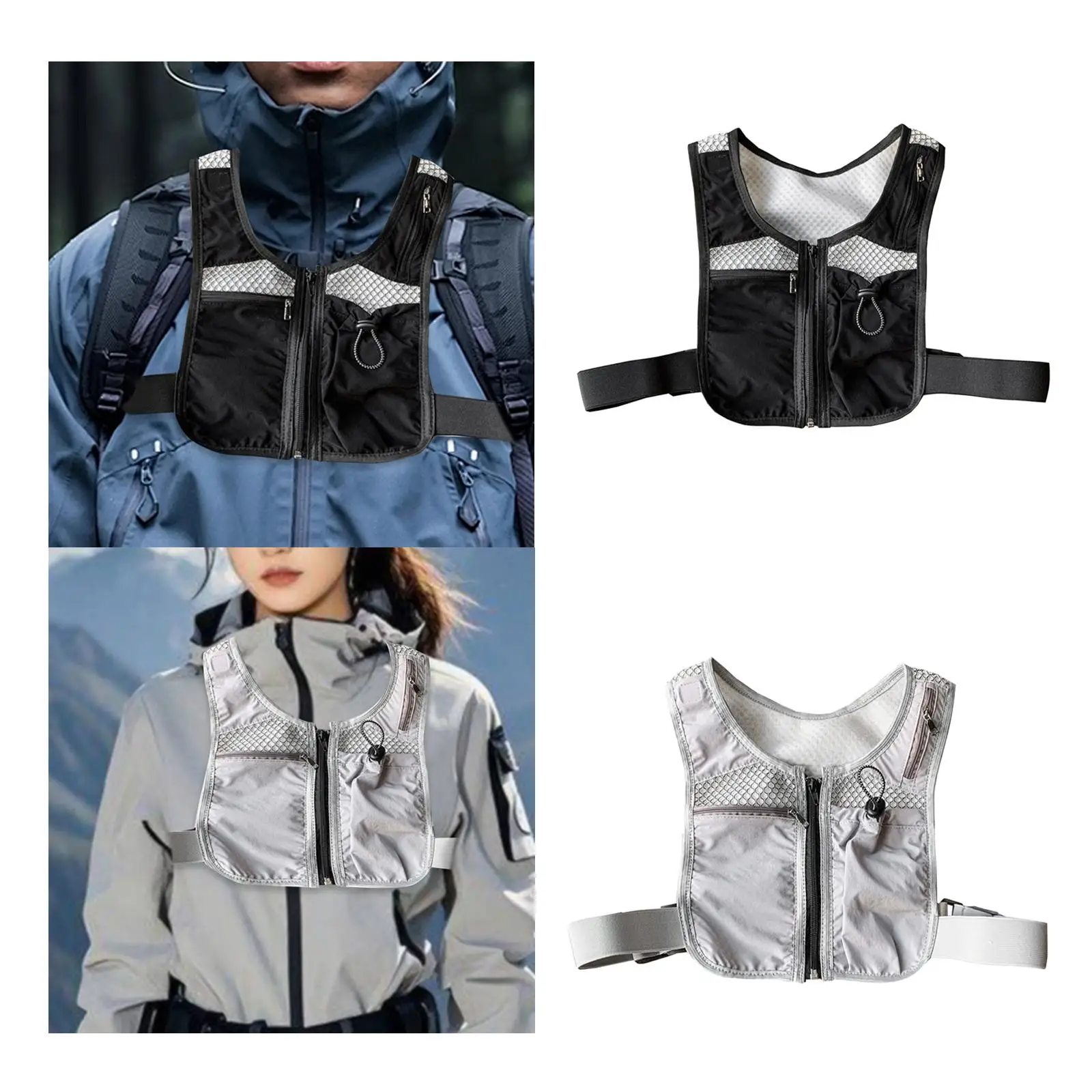 ランニングベストバッグ 大人用 ヒップホップ 反射 軽量 携帯電話チェストバッグ 登山 乗馬 オートバイ キャンプ ワークアウト用