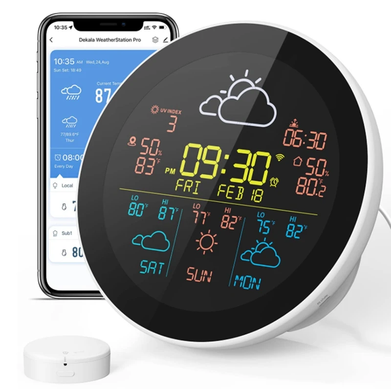 Tuya Wifi Weather Clock Weather Weather Station Wireless Smart Thermometer Hygrometer Remote Meter Alarm Clock EU Plug