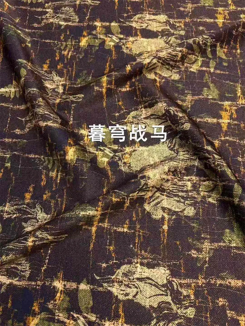 Soft Skin-friendly Coffee Instant Success Printing Twill Satin High-end Handmade Sewing Clothing Fashion Brand Silk Fabric