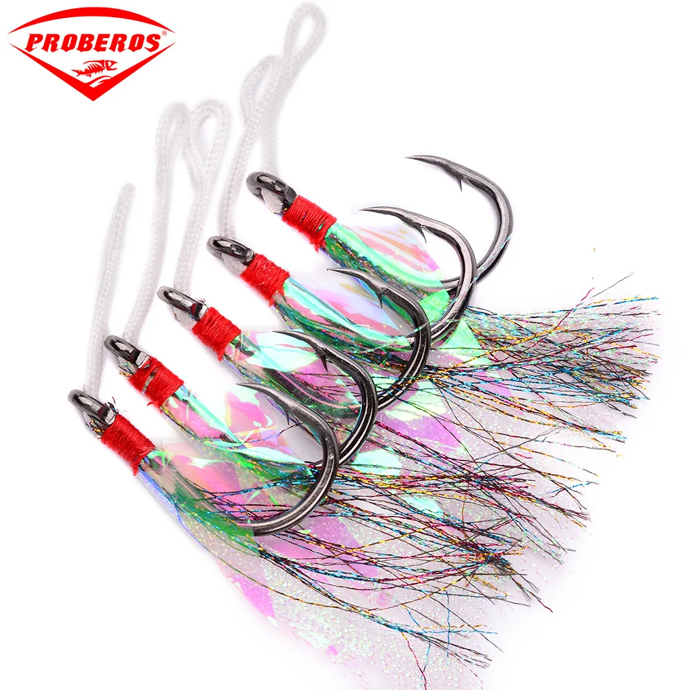 

1/0 # 5pcs Sea Fishing with Barbed Wire Tied To The Fur Boat Iron Plate Hook Lure Fishing Gear Resistant To Seawater Corrosion