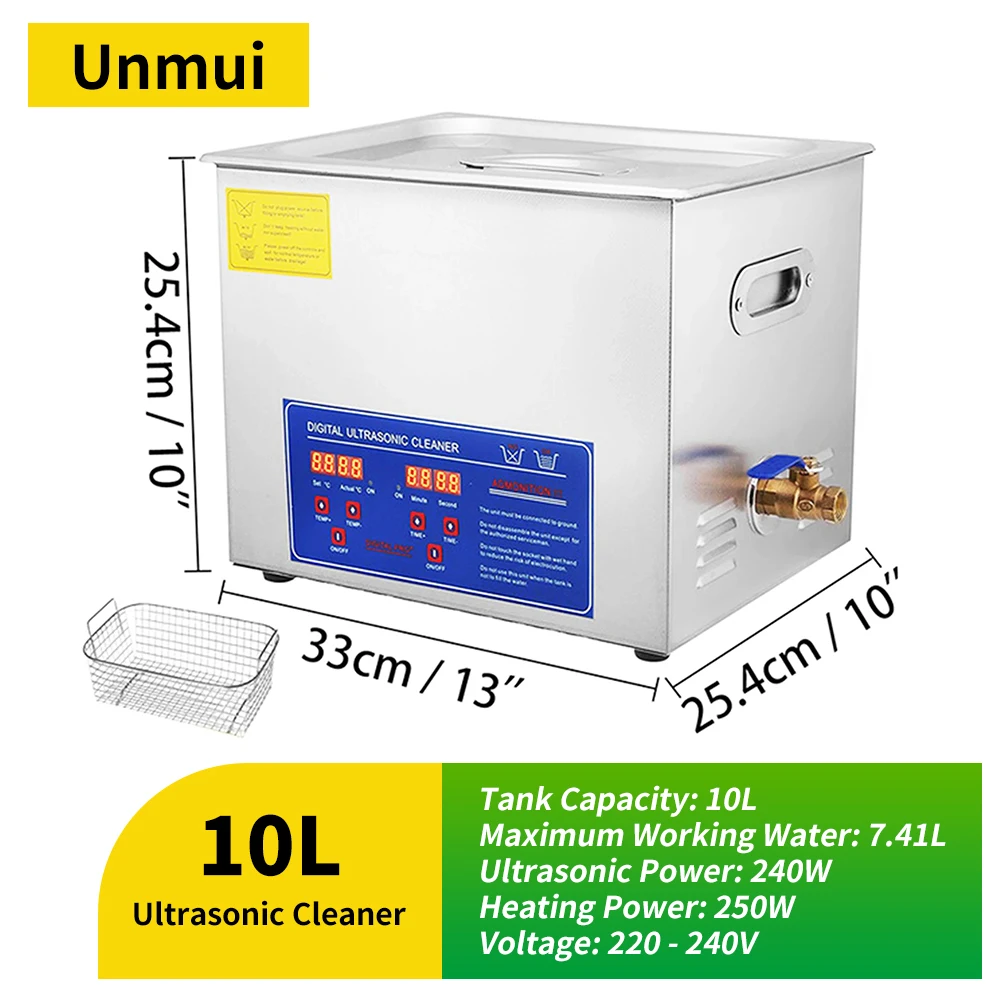 Unmui 2L/3L/6/10/15/30L Ultrasone Reiniger Digitale Verwarming Roestvrij Staal Ultrasone Reinigingsmachine 40KHZ Huishoudapparaat