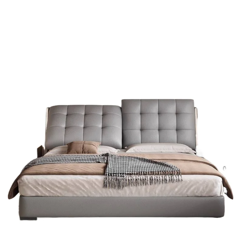 Silver Normal Double Bed Decoration Storage Elegant Wooden Luxury Double Bed Frame Adults Modern Cama Casal Furniture For Home