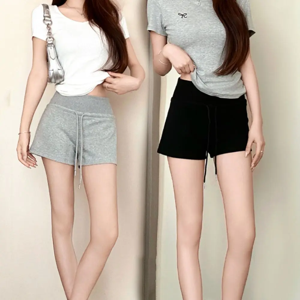 Drawstring High Waist Shorts Pajamas Pants Slim Fit Hot Woman Short Pants Trousers American Style Summer Casual Shorts Summer