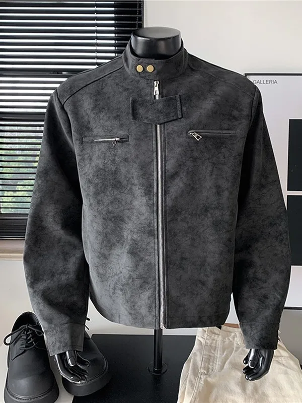 

Loose Fit American Style Motorcycle PU Leather Jacket Men's Autumn New Large Size Hooded Zipper Decorated Casual Outerwear