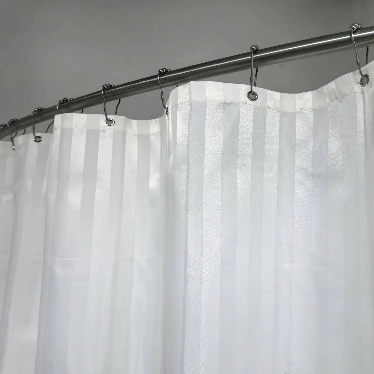 Minghe Cloth Shower Curtain,Satin Stripe Fabric Hotel Quality,Bathroom Shower Curtain Washable Weighted 100% Polyester
